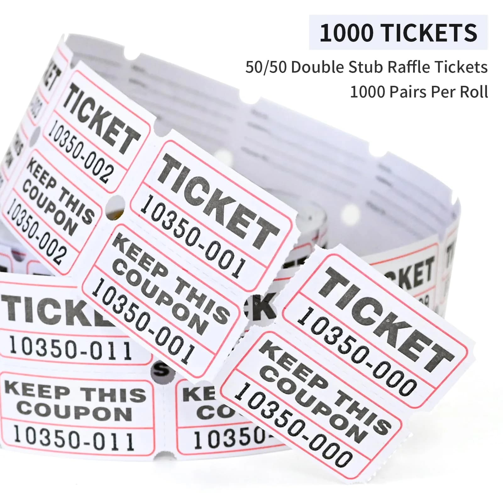 L LIKED Double Raffle Tickets Roll (2000 pcs total, 1000 per roll) | Easy Tear 50/50 Tickets for Events - view 3