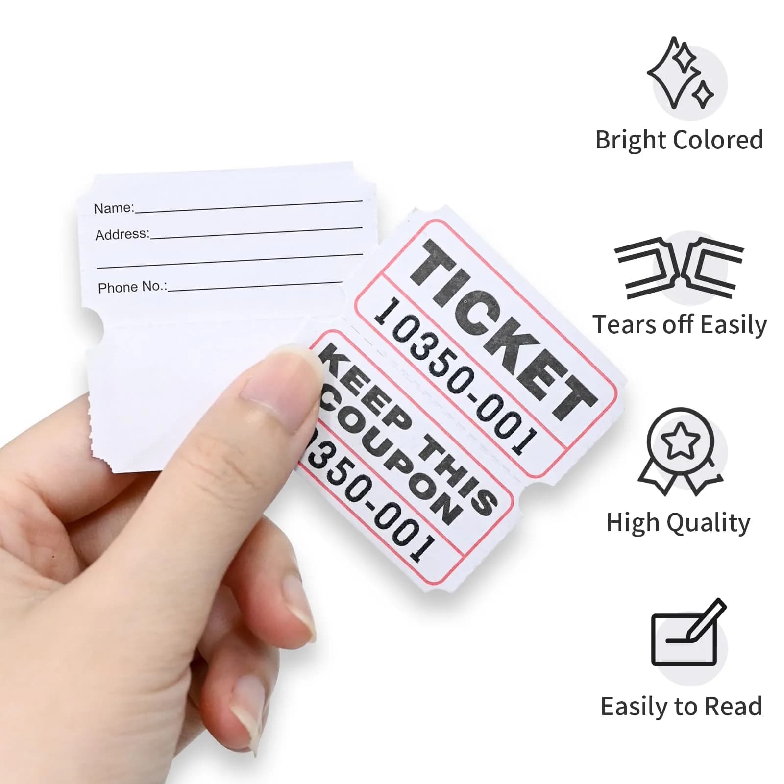 L LIKED Double Raffle Tickets Roll (2000 pcs total, 1000 per roll) | Easy Tear 50/50 Tickets for Events - view 4