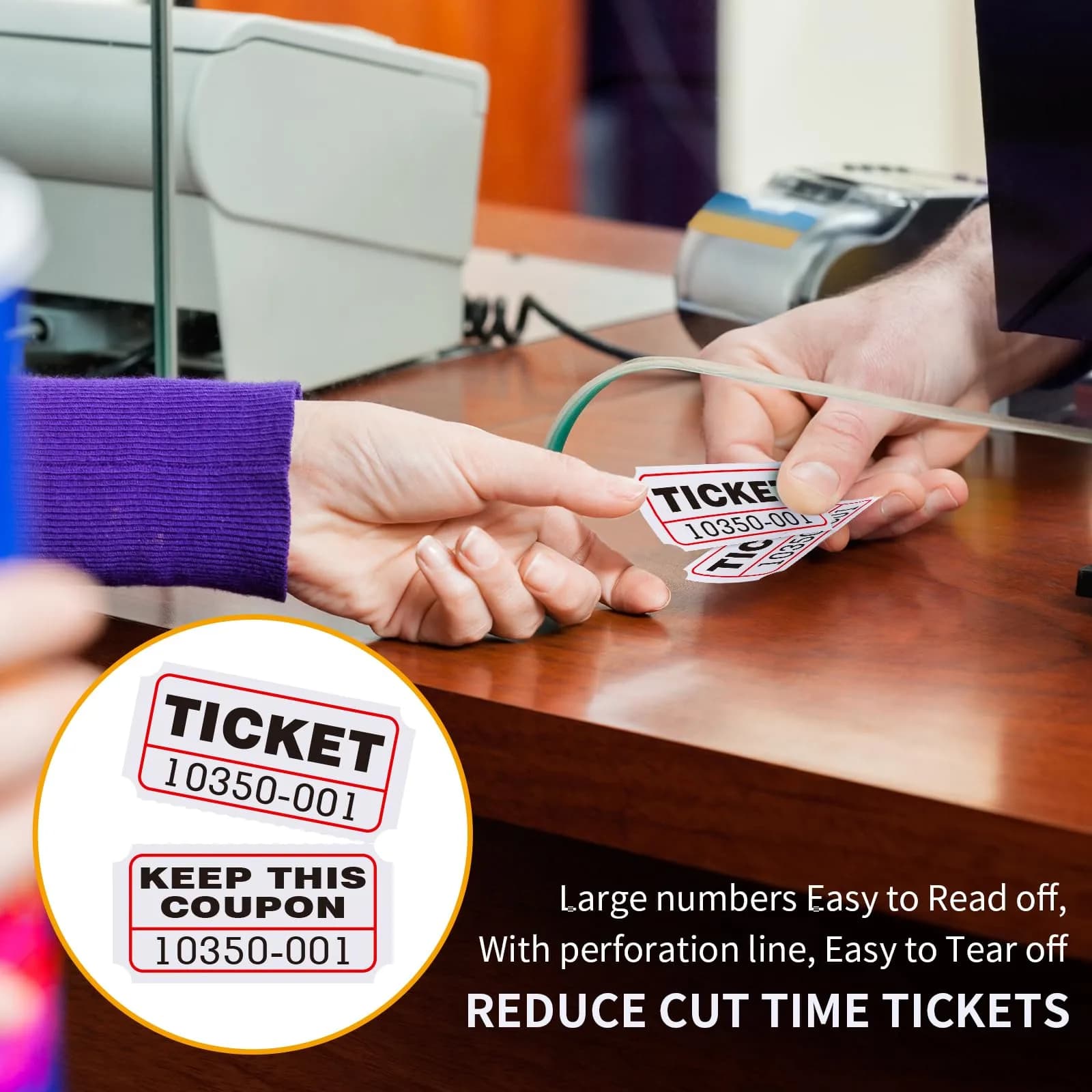 L LIKED Double Raffle Tickets Roll (2000 pcs total, 1000 per roll) | Easy Tear 50/50 Tickets for Events - view 5