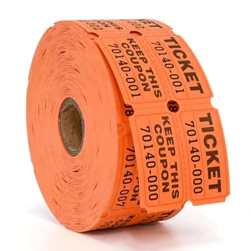 L LIKED Raffle Tickets Double Rolls 1000 Pairs Orange | Easy Separation & Clear Numbering for Events - main product image