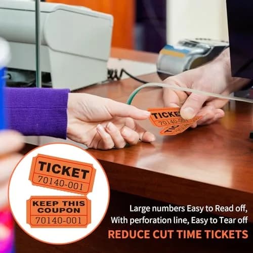 L LIKED Orange Raffle Tickets 2" x 2", Double Roll, 1000 Pairs/Roll | Consecutively Numbered for Easy Event Management thumbnail 6