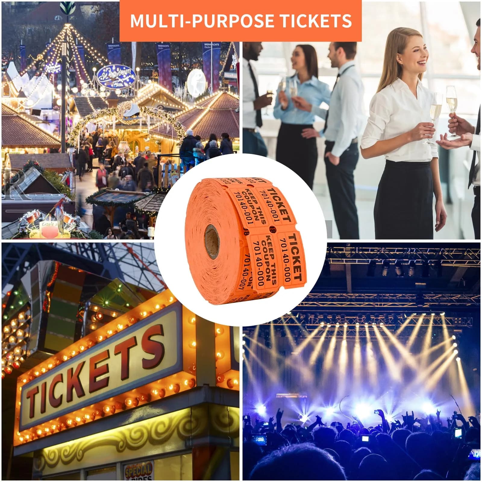 L LIKED Raffle Tickets Double Rolls Orange 1000 Pairs | Consecutive Numbering for Events - view 7