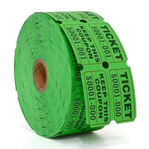 L LIKED Raffle Tickets Double Roll (1000 Green Pairs) | Consecutive Numbered 50/50 Draw Tickets for Events - main product image