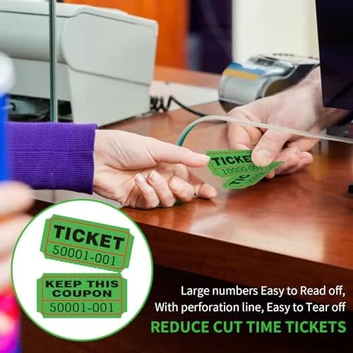 L LIKED Green Raffle Tickets 2" x 2", Double Roll, 1000 Pairs/Roll | Consecutive Numbering for Easy Event Management thumbnail 6