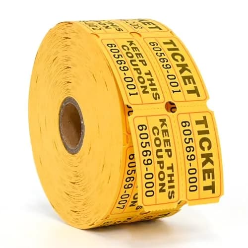 L LIKED Yellow Raffle Tickets Double Rolls (2000 pcs Total) | 50/50 Event & Carnival Entry Tickets - main product image