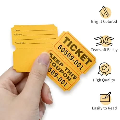 L LIKED Yellow Raffle Tickets 2" x 2" Double Roll (1000 Pairs) | Consecutive Numbering for Easy Event Management thumbnail 4