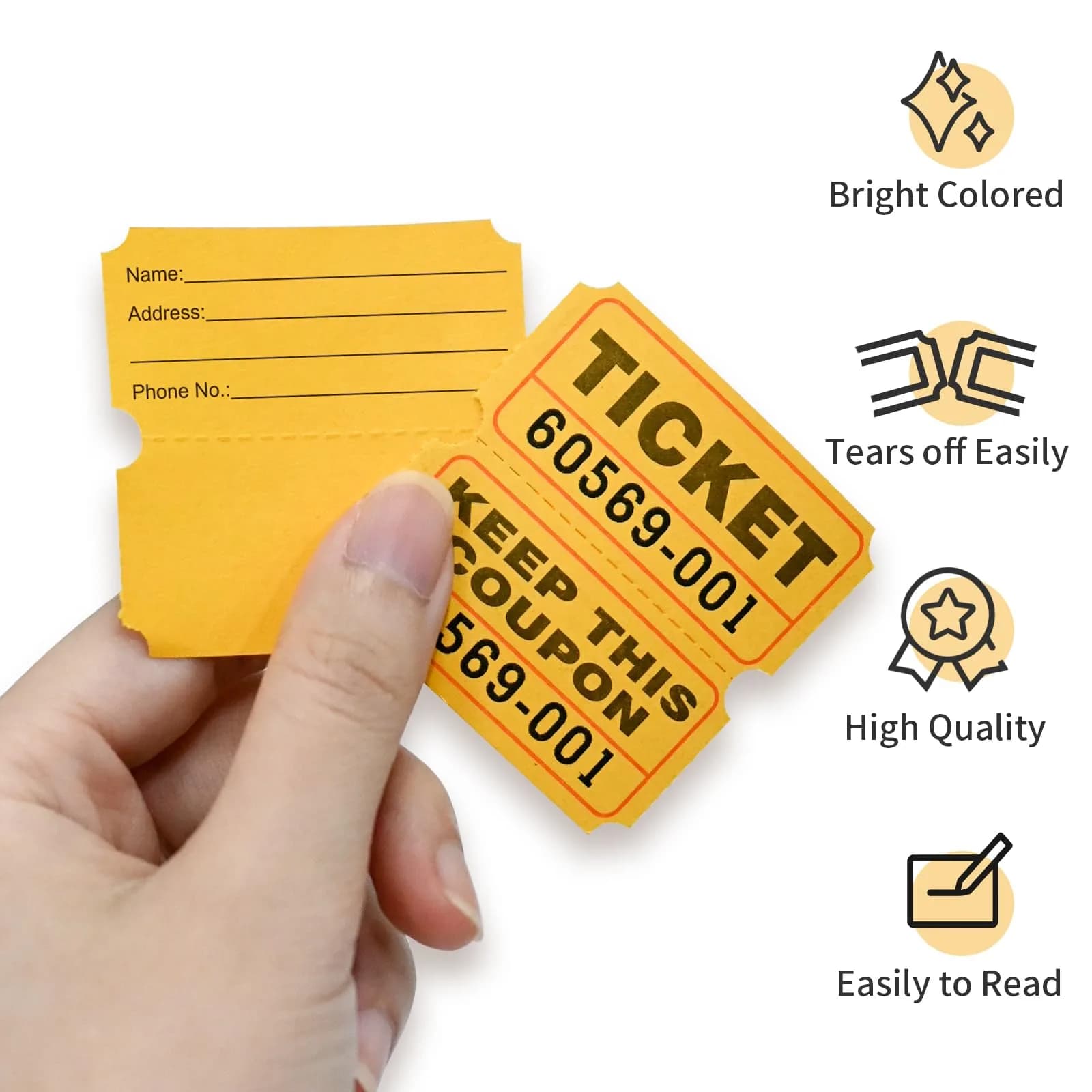 L LIKED 1000 Yellow Raffle Tickets Double Roll | Easy Separation for Events | L LIKED - view 4