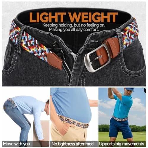 XZQTIVE Braided Stretch Belt for Men & Women | 3.5cm (1.38in) Wide, Adjustable Fit thumbnail 5