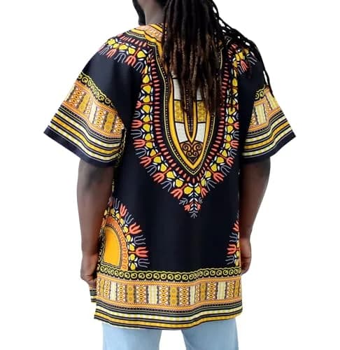 DA'IKI Dashiki Cotton Shirt African Tribal Kaftan Unisex X-Large | Vibrant Summer Cotton thumbnail 5