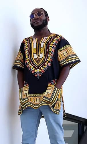 DA'IKI Dashiki Cotton Shirt African Tribal Kaftan Unisex X-Large | Vibrant Summer Cotton thumbnail 2