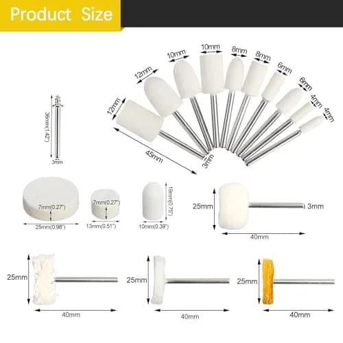 FPPO 1-Inch Polishing Buffing Wheel Set with 3mm Shank, 106 Pieces | Fine Polishing for Jewelry & Metal thumbnail 6