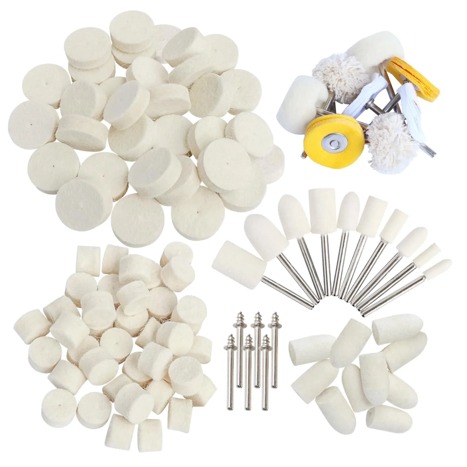 FPPO 1-Inch Polishing Buffing Wheel Set with 3mm Shank, 106 Pieces | Fine Polishing for Jewelry & Metal - view 2
