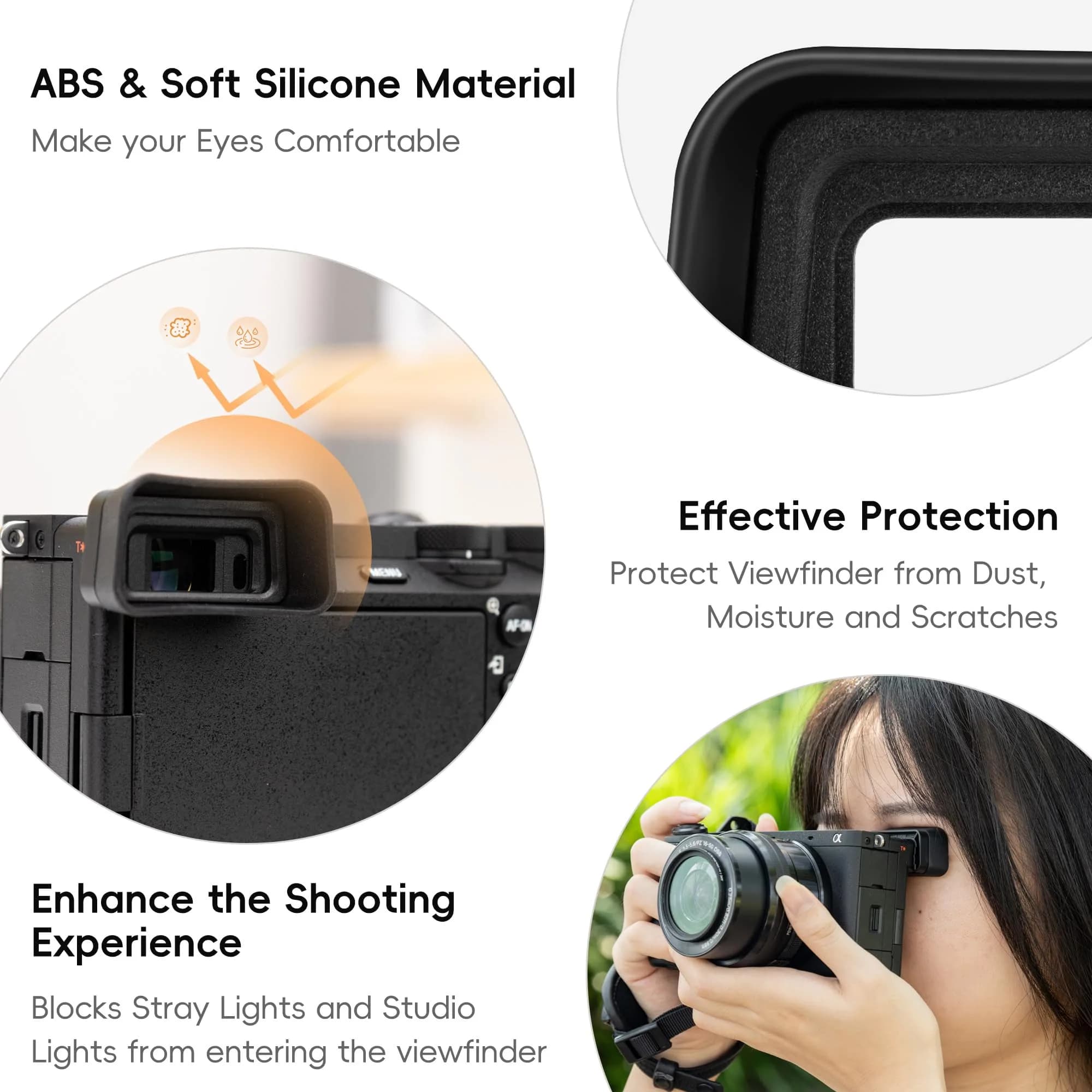 Kiorafoto Extended Eyecup for Sony A6700 Camera | Blocks Stray Light & Protects Viewfinder - view 6