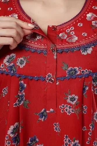 Soulemo Women's Alpine Nighty 1642 L - Bust 44 (163cm / 56in Length) | Classic Floral Print Nightgown thumbnail 4