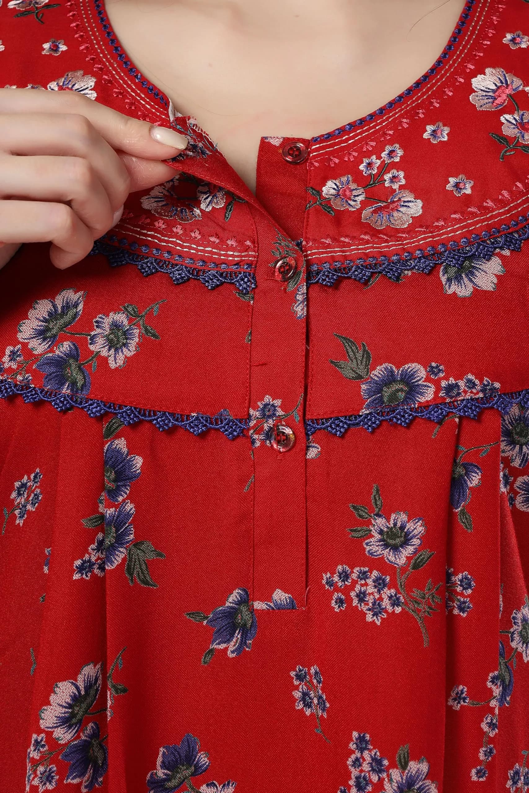 Soulemo Women's Alpine Nighty 1642 L - Bust 44 (163cm / 56in Length) | Classic Floral Print Nightgown - view 4