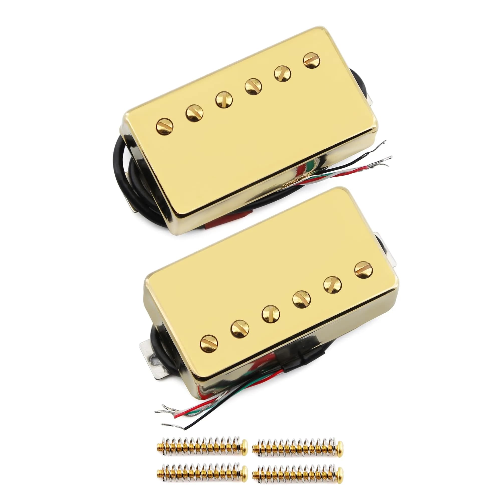 FLEOR Alnico 5 Guitar Humbucker Pickup Set Golden Neck+Bridge | 7-8k & 14-15k Ohms - main product image