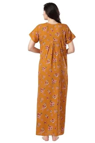 Soulemo Women's Alpine Nighty 1642 Yellow M - Bust 42 | Full Length Button Closure Nightgown thumbnail 5