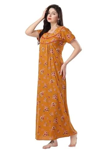 Soulemo Women's Alpine Nighty 1642 Yellow M - Bust 42 | Full Length Button Closure Nightgown thumbnail 6