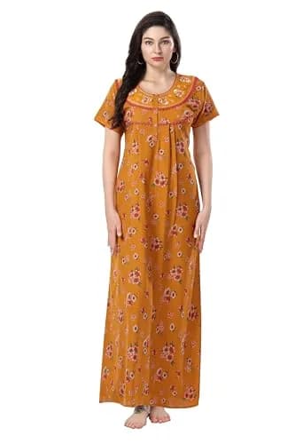 Soulemo Women's Alpine Nighty 1642 Yellow M - Bust 42 | Full Length Button Closure Nightgown thumbnail 1