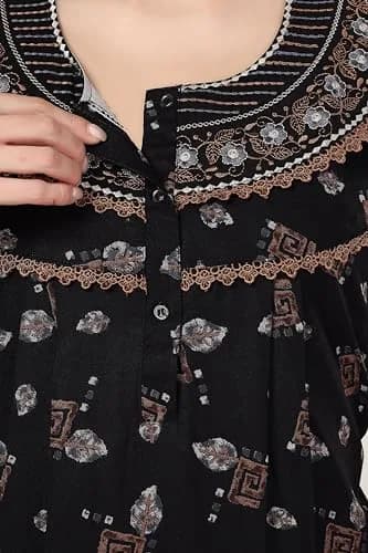Soulemo Women's Alpine Nighty 1642 Black L - 56 inches | Classic Full Length Sleepwear thumbnail 4
