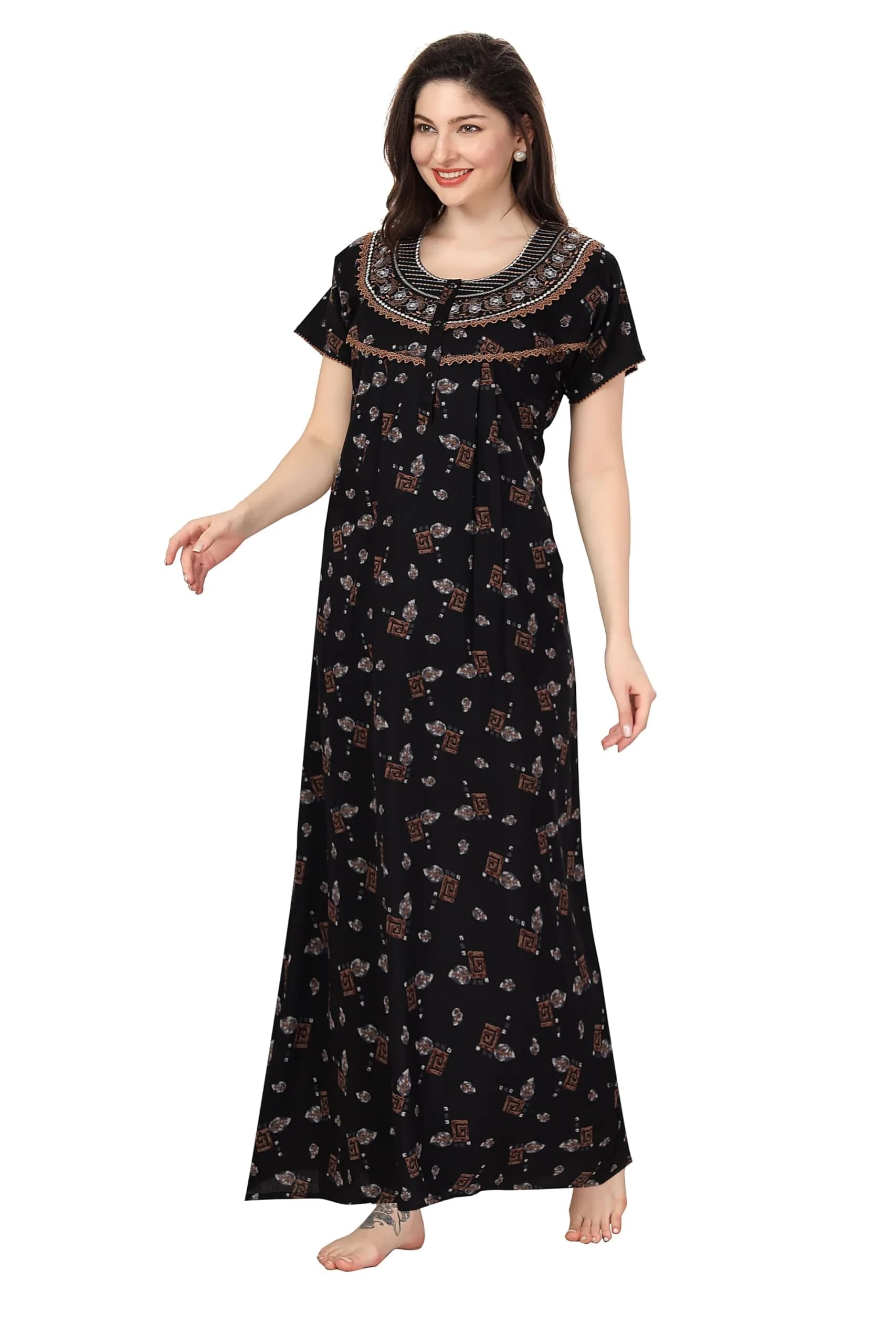 Soulemo Women's Alpine Nighty 1642 Black L - 56 inches | Classic Full Length Sleepwear - view 6