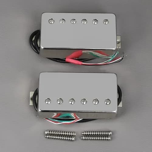 FLEOR Alnico 5 Guitar Humbucker Pickup Set Chrome Neck+Bridge Pickup | 7-8kΩ Neck, 14-15kΩ Bridge thumbnail 4