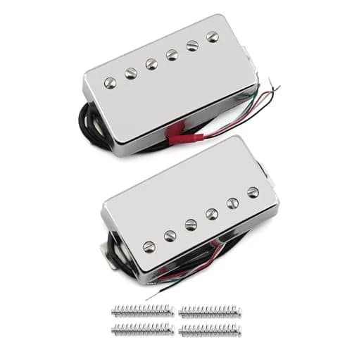 FLEOR Alnico 5 Guitar Humbucker Pickup Set Chrome Neck+Bridge Pickup | 7-8kΩ Neck, 14-15kΩ Bridge thumbnail 1