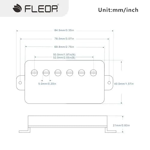 FLEOR Alnico 5 Guitar Humbucker Pickup Set Chrome Neck+Bridge Pickup | 7-8kΩ Neck, 14-15kΩ Bridge thumbnail 2
