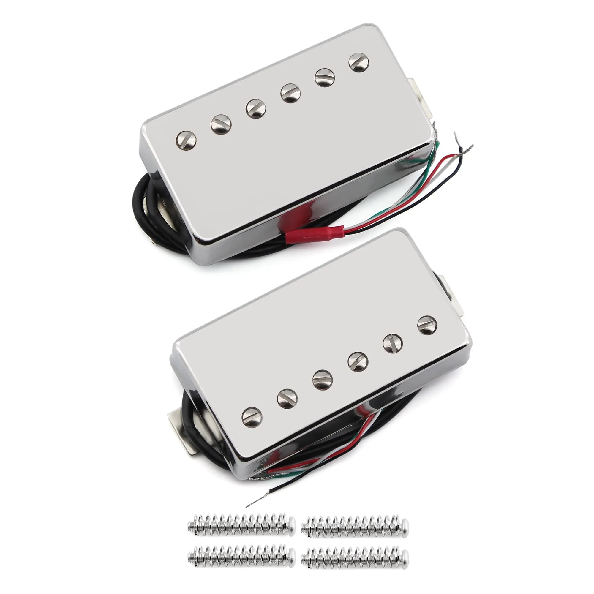 FLEOR Alnico 5 Guitar Humbucker Pickup Set Chrome Neck+Bridge Pickup | 7-8kΩ Neck, 14-15kΩ Bridge - main product image