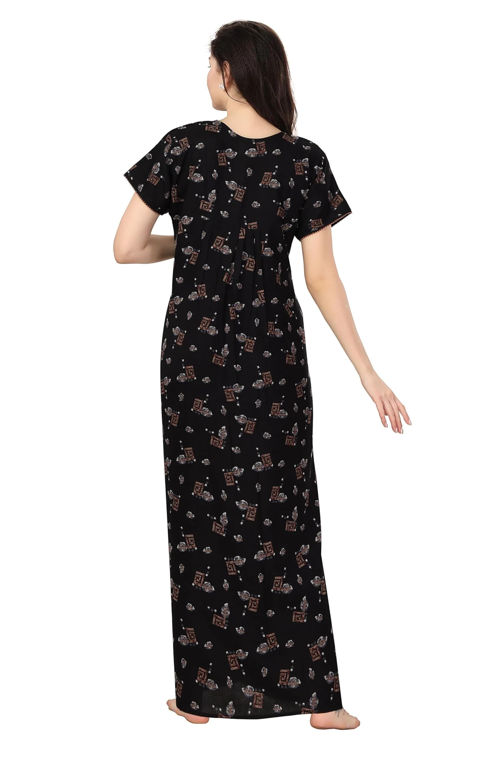 Soulemo Women's Alpine Nighty 1642 XXL (58 inch length) Black | Full Length Button Closure Nightgown - view 5