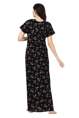 Soulemo Women's Alpine Nighty 1642 XXL (58 inch length) Black | Full Length Button Closure Nightgown thumbnail 5
