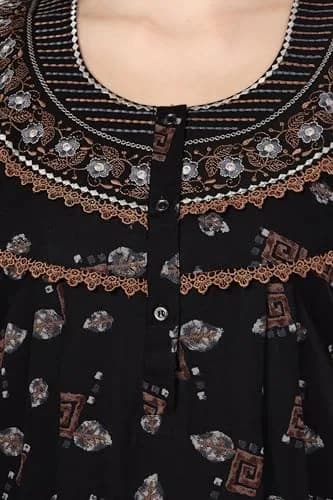 Soulemo Women's Alpine Nighty 1642 XXL (58 inch length) Black | Full Length Button Closure Nightgown thumbnail 8