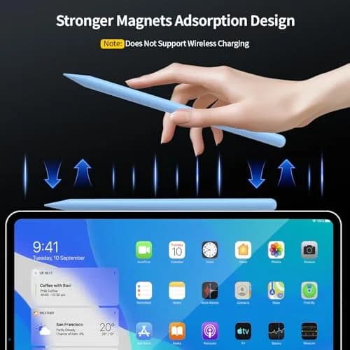 Tresoba Stylus Pencil for Apple iPad 2018-2026 | Palm Rejection & Fast Charge (165mm, Blue) thumbnail 8