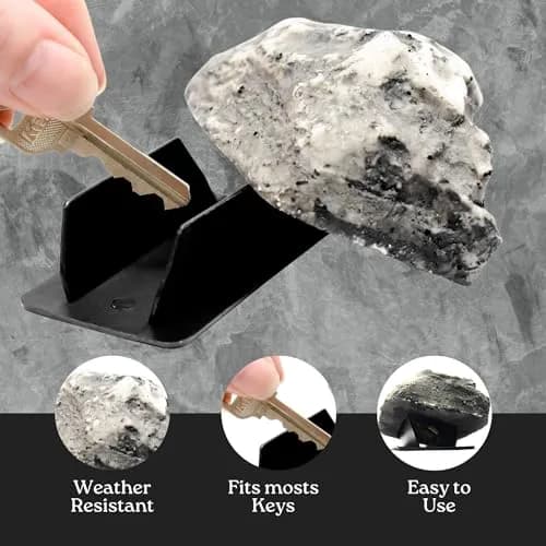 Performore Realistic Fake Rock Key Holder 2-Pack | Outdoor Hidden Safe for House Yard Garden thumbnail 2