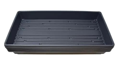 Living Whole Foods 10 Pack of Durable Black Plastic Growing Trays 21" x 11" x 2" | Reusable Seedling & Microgreen Trays thumbnail 1
