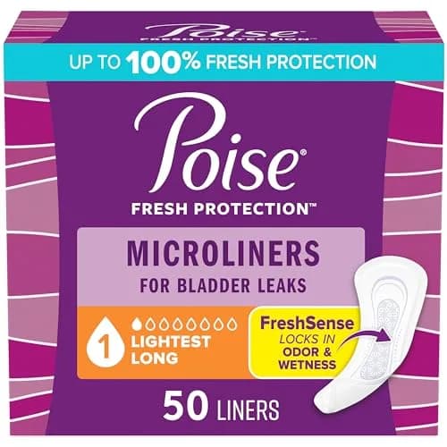 Poise Daily Microliners Incontinence Panty Liners 50 Count | 10x Drier Than Leading Feminine Care Liner thumbnail 1