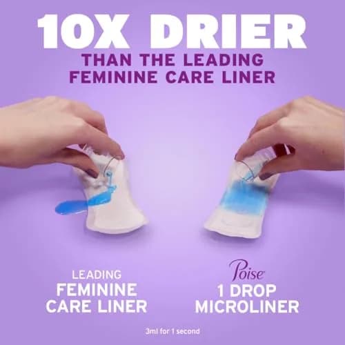 Poise Daily Microliners Incontinence Panty Liners 50 Count | 10x Drier Than Leading Feminine Care Liner thumbnail 5
