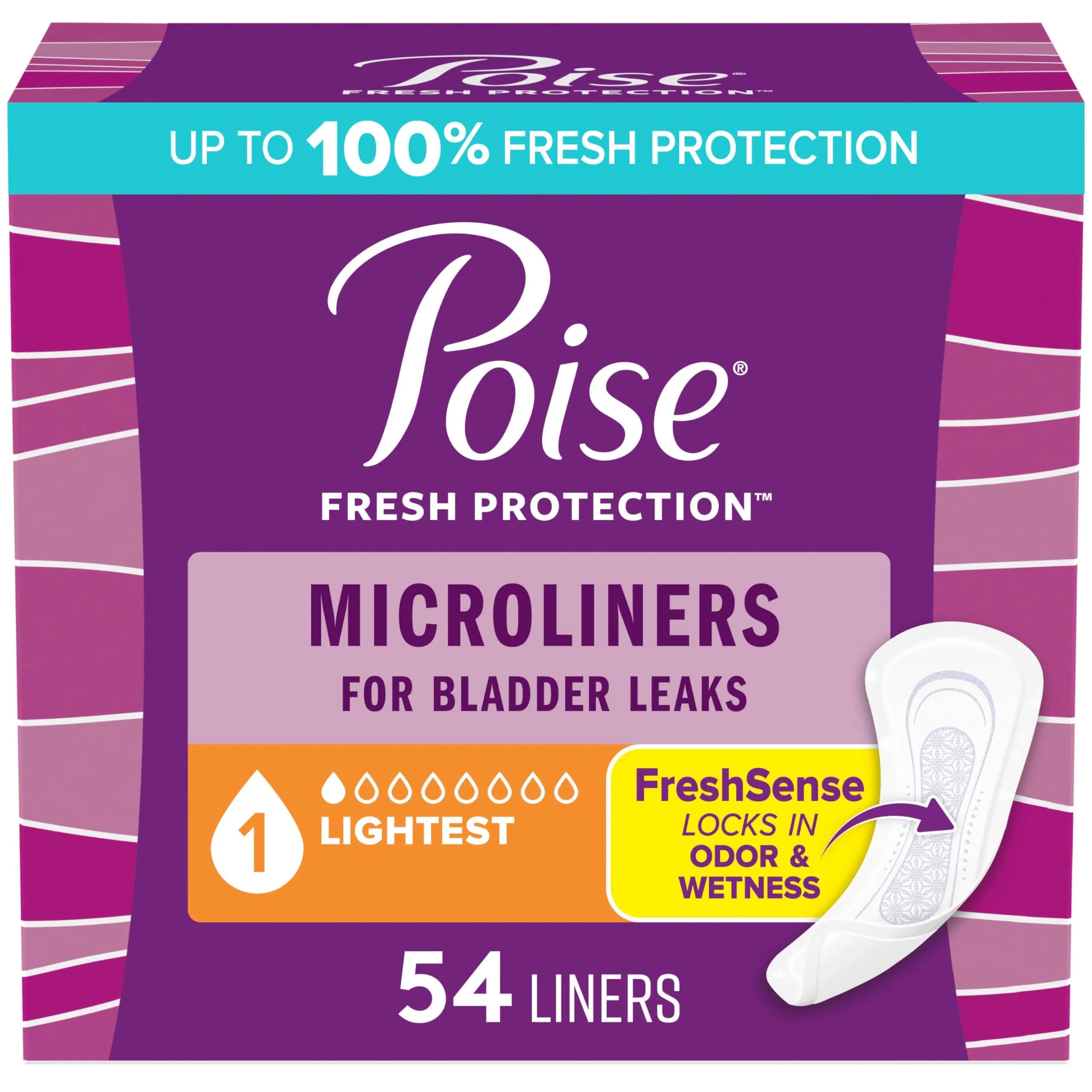 Poise Daily Liners Regular Length for Very Light Bladder Leaks - 54 Count - main product image
