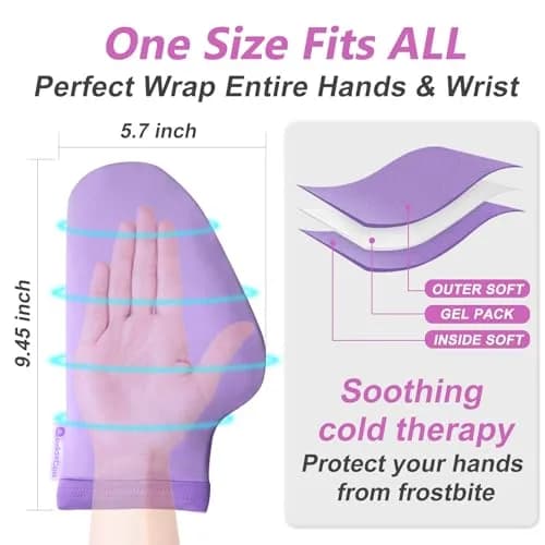 RelaxCoo Cold Therapy Socks & Hand Ice Pack Gloves, Purple, Large | For Neuropathy, Arthritis, Plantar Fasciitis Pain Relief thumbnail 4