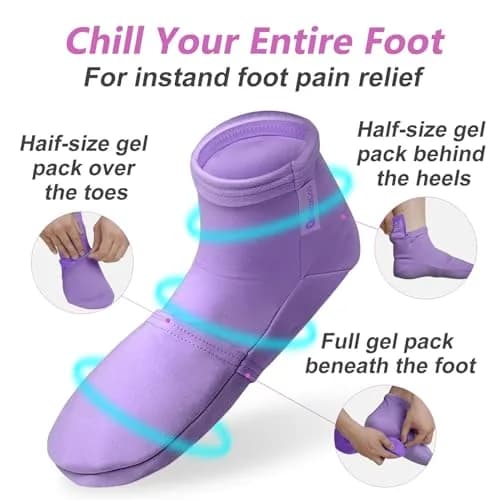 RelaxCoo Cold Therapy Socks & Hand Ice Pack Gloves, Purple, Large | For Neuropathy, Arthritis, Plantar Fasciitis Pain Relief thumbnail 5