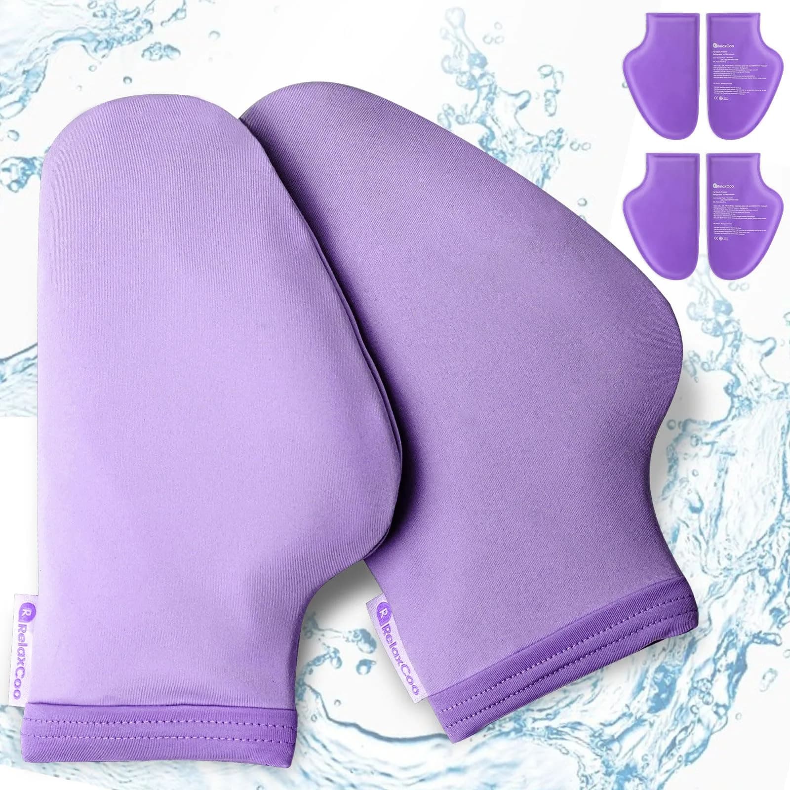RelaxCoo Cold Therapy Socks & Hand Ice Pack Gloves, Purple, Large | For Neuropathy, Arthritis, Plantar Fasciitis Pain Relief - view 6