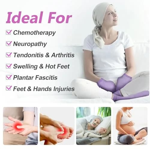 RelaxCoo Cold Therapy Socks & Hand Ice Pack Gloves, Purple, Large | For Neuropathy, Arthritis, Plantar Fasciitis Pain Relief thumbnail 2