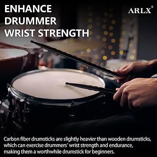 ARLX 5A Carbon Fiber Drum Sticks 6 Pair Pack | Durable & Unique Wave Grip thumbnail 5