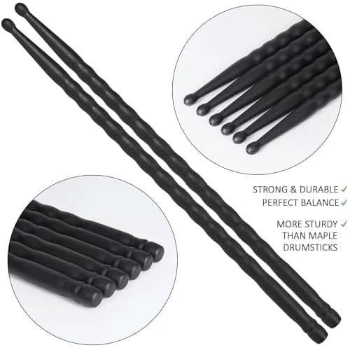 ARLX 5A Carbon Fiber Drum Sticks 6 Pair Pack | Durable & Unique Wave Grip thumbnail 3