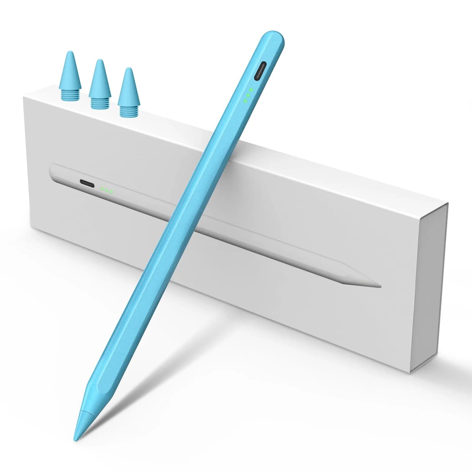 MEKO Stylus Pen for iPad 2018-2026 | Palm Rejection & Fast Charge (1 Pack, White) — B-Blue