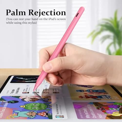 MEKO Stylus Pen for iPad 2018-2026, Pink | Tilt & Palm Rejection, Fast Charging, 1.5mm Fine Tip thumbnail 5