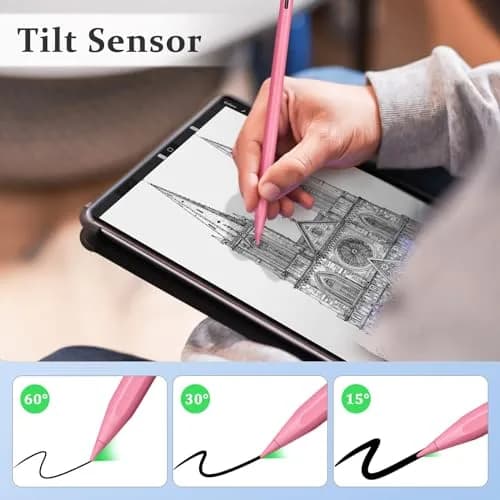 MEKO Stylus Pen for iPad 2018-2026, Pink | Tilt & Palm Rejection, Fast Charging, 1.5mm Fine Tip thumbnail 8