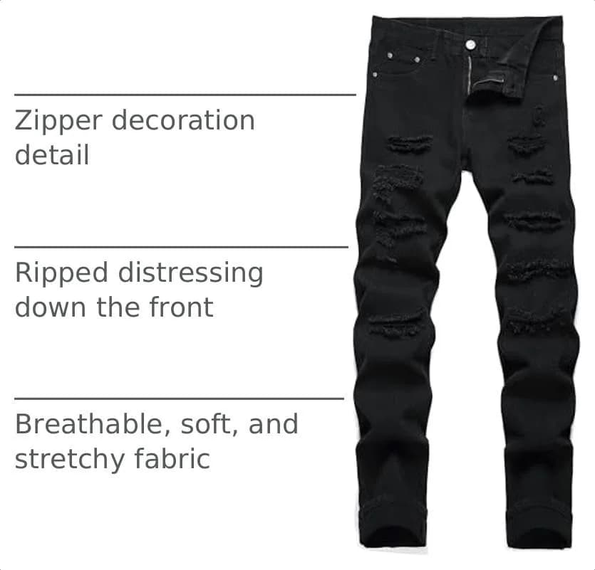 Liuhond Men's Ripped Distressed Straight Fit Denim Jeans 36 | Casual, Durable & Trendy thumbnail 5