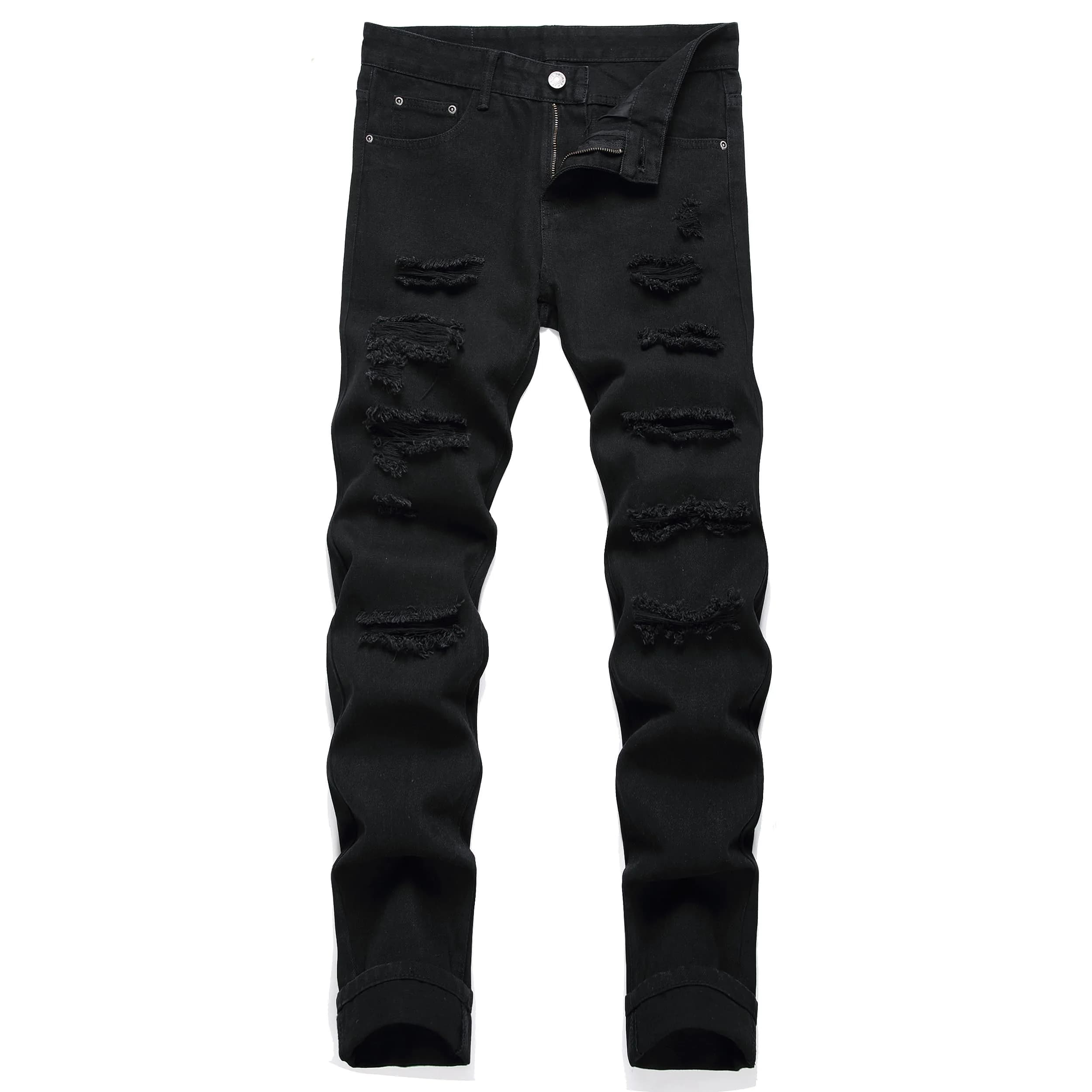 Liuhond Men's Ripped Distressed Straight Fit Denim Jeans 36 | Casual, Durable & Trendy
