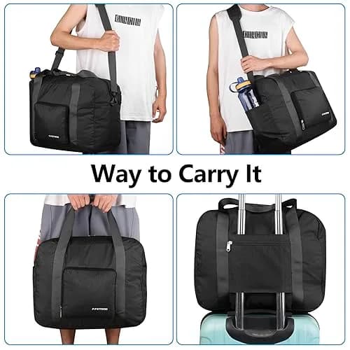 F.FETIVIN Personal Item Bag 17.7x12.6x6.3 | Foldable Travel Duffel for Women & Men, 25L thumbnail 2